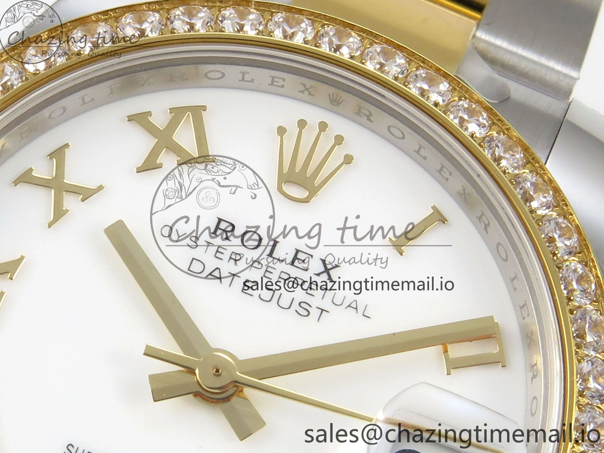 MiroTime 0511 DateJust 31 278383RBR THBF 1:1 Best Edition 904L Steel White Roman Dial Diamonds Bezel on SS YG Oyster Bracelet HZ Cal. Minimalist 44